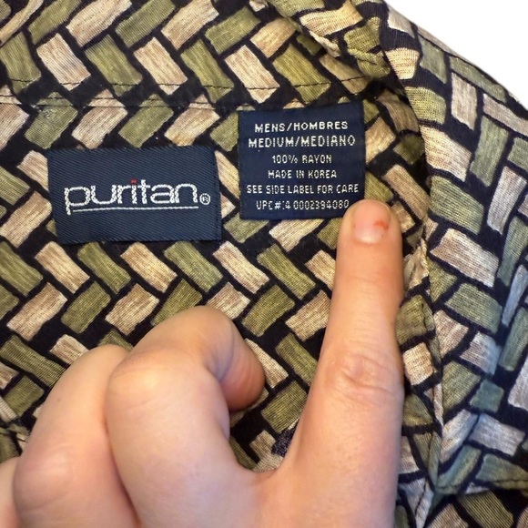 Puritan Green and Tan Casual Button Down Shirt - Picture 3 of 5